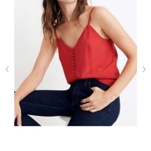 Madewell red silk button camisole tank